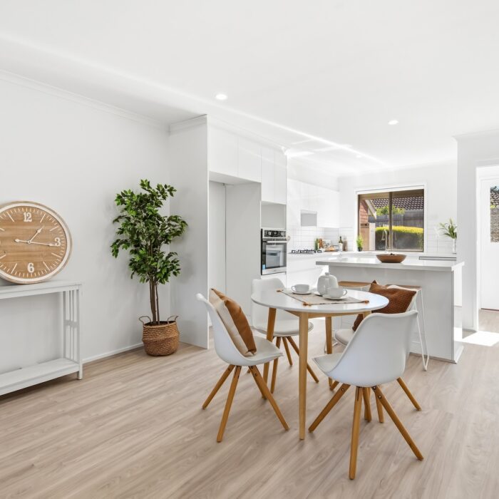 Open-plan kitchen and dining in Unit 23