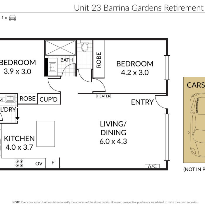Floorplan of Unit 23 — 2 bedroom, 71 square metres